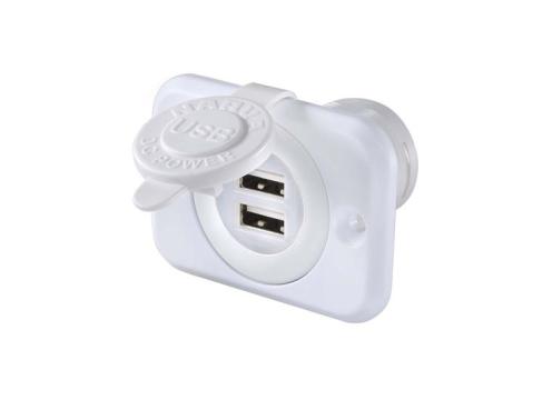 product image for Narva Dual USB Socket Fluch Mount White
